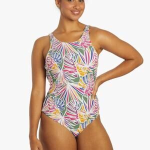 Sporti Active SOLID BLACK High Neck Tie Back One Piece Swimsuit NWT Size XL